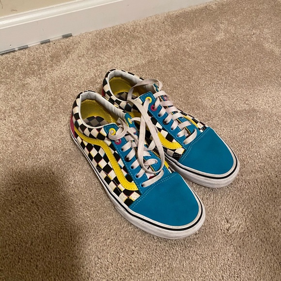 glitch checkered vans